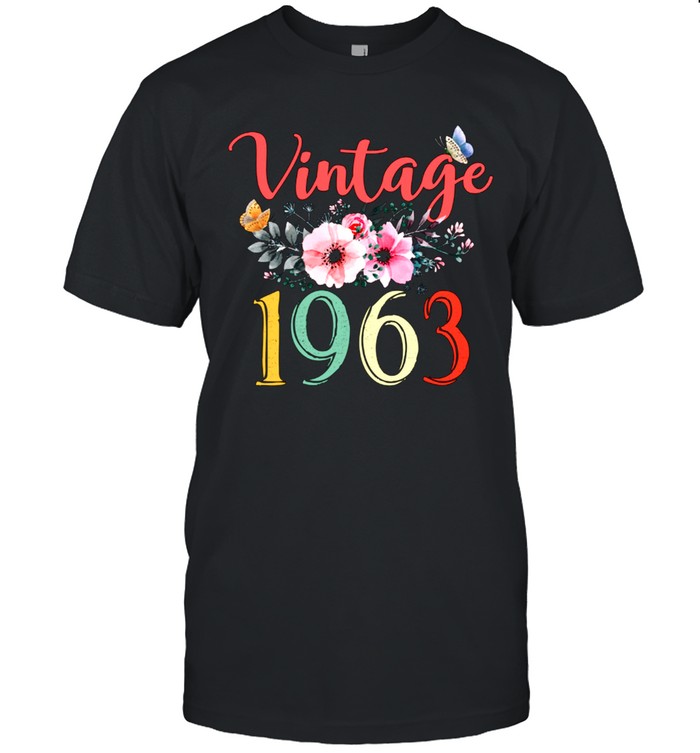 Vintage 1963 Floral 58th Birthday Awesome Since 1963 shirt