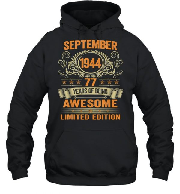 77 Years Old September 1944 Retro Awesome 77th Birthday  Unisex Hoodie