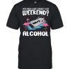Flamingos Pontooning You Know What Rhymes With Weekend Alcohol  Classic Men's T-shirt