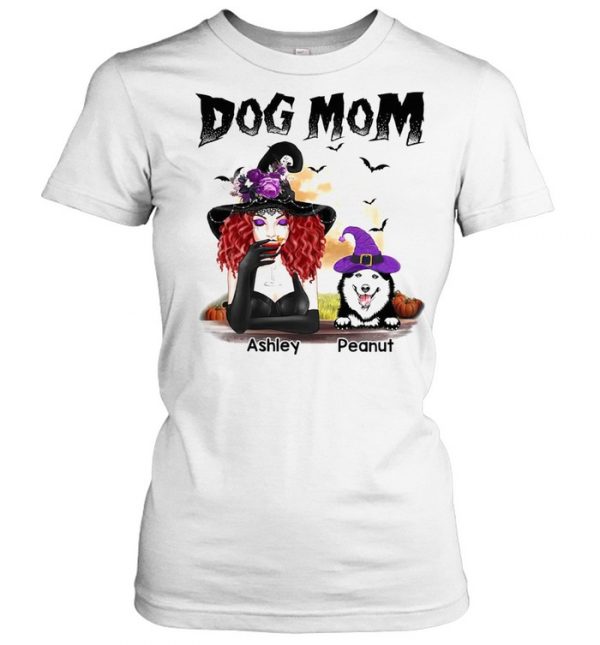 Halloween Witch Dog Mom Personalized  Classic Women's T-shirt