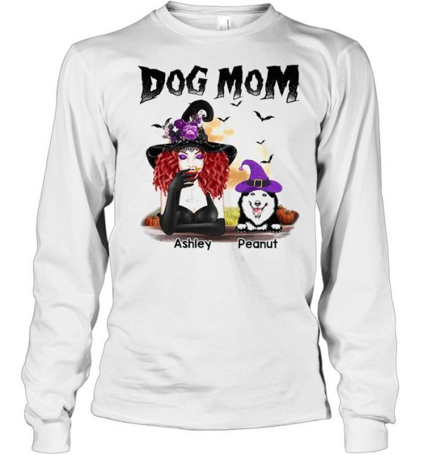Halloween Witch Dog Mom Personalized  Long Sleeved T-shirt