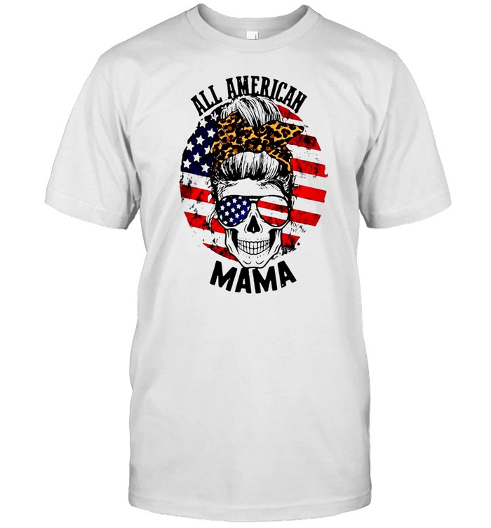Skull All American Mama Flag T-shirt