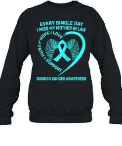 Teal Ribbon Heart In Memory Of Mother In Law Ovarian Cancer  Unisex Sweatshirt