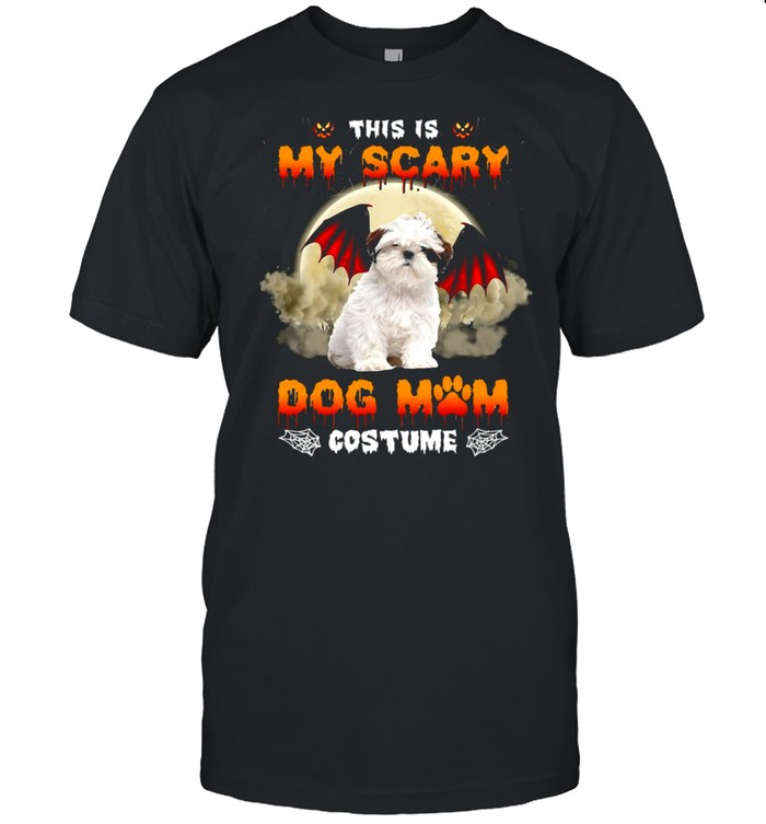 This Is My Scary Dog Mom Costume White Shih Tzu Halloween T-shirt