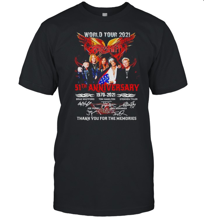 World tour 2021 Aerosmith 51th Anniversary 1970 2021 thank you for the memories shirt