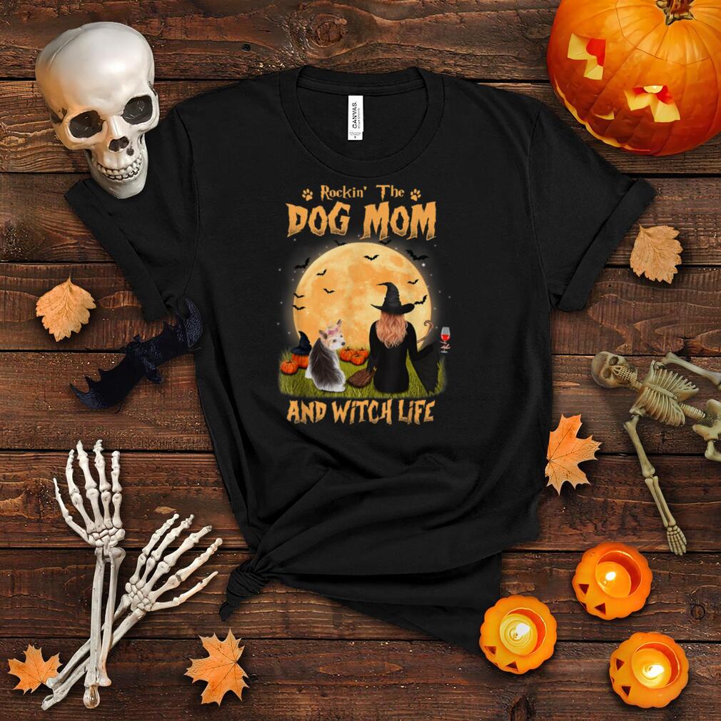 Rocking The Dog Mom Witch Life Yorkshire Terrier Halloween T Shirt