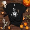 Skeleton Drinking Iced Coffee Skeleton Halloween Tee Funny T Shirt