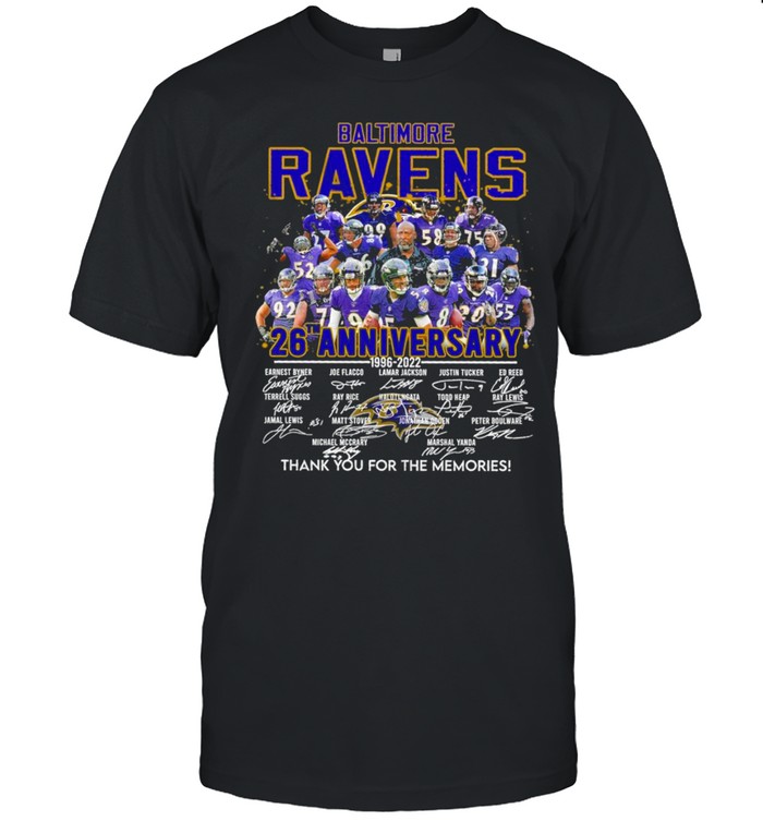 baltimore ravens 26 th anniversary 1996 2021 thank you for the memories shirt