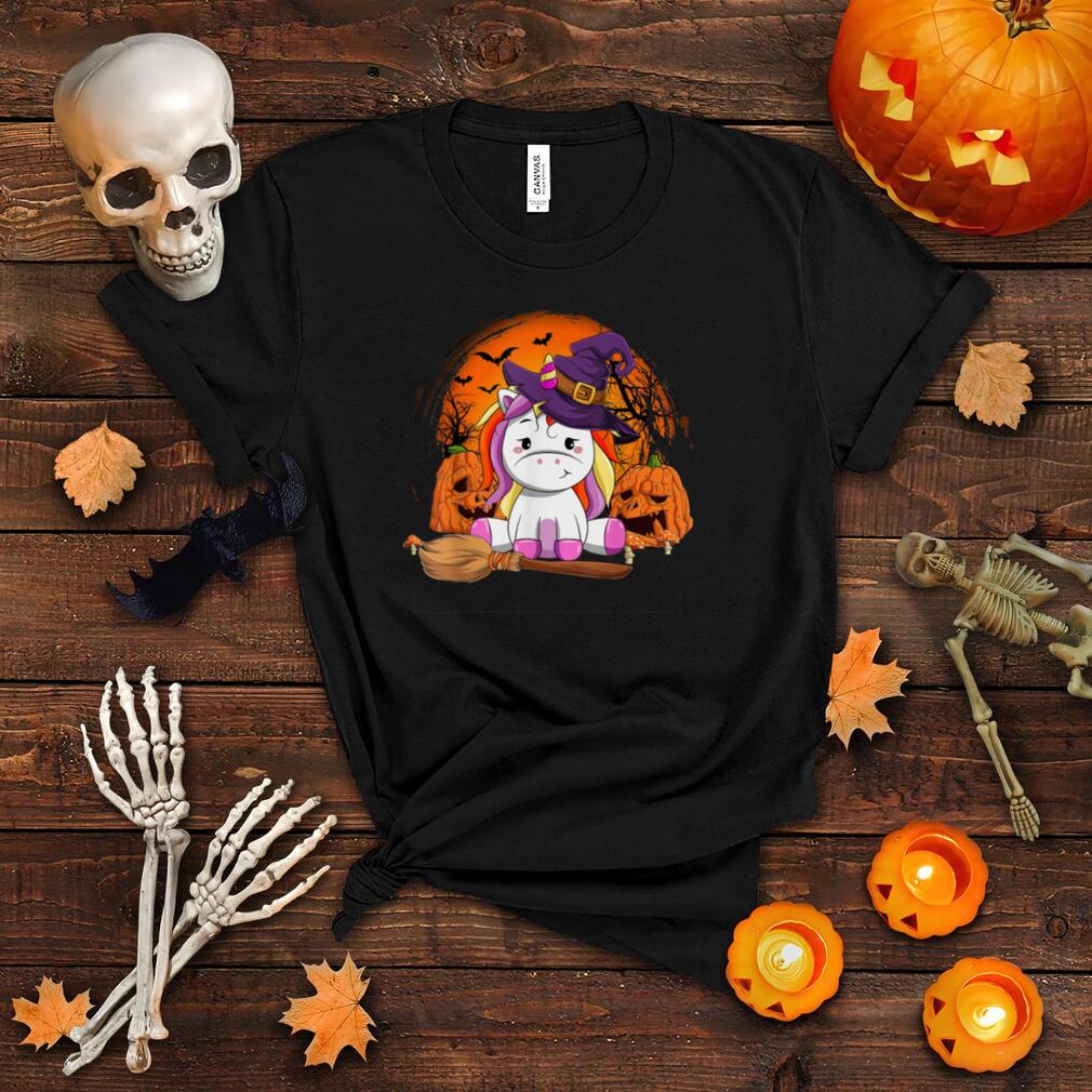 Witchy Unicorn Halloween Pumpkin Girls Women Cute Halloween T Shirt