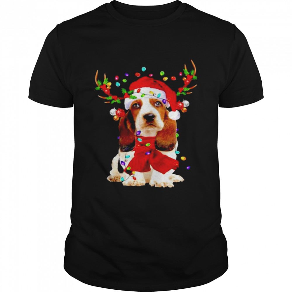 Basset Hound Reindeer Christmas Lights shirt