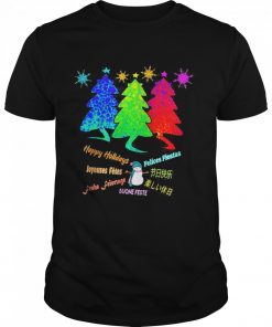 Happy Holidays Christmas Trees Pets Multiple Languages Shirt Classic Men's T-shirt
