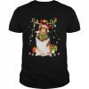 Shetland Sheepdog Reindder Christmas Tree Lights Xmas Pjama Shirt Classic Men's T-shirt