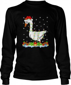 Goose Family Matching Santa Hat Goose Christmas Shirt Long Sleeved T-shirt