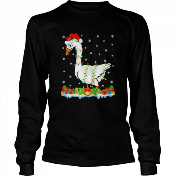 Goose Family Matching Santa Hat Goose Christmas Shirt Long Sleeved T-shirt