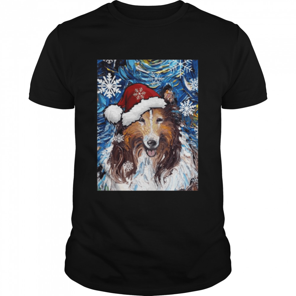 The Starry Night Santa Collie Christmas shirt