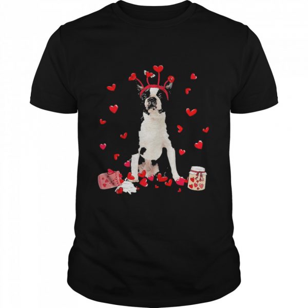 Valentine’s Day Sweet Headband Black Boston Terrier Dog Shirt Classic Men's T-shirt