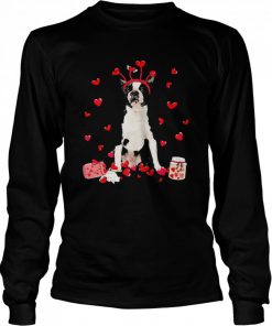 Valentine’s Day Sweet Headband Black Boston Terrier Dog Shirt Long Sleeved T-shirt