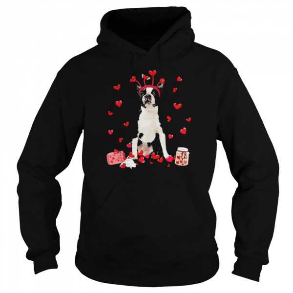 Valentine’s Day Sweet Headband Black Boston Terrier Dog Shirt Unisex Hoodie