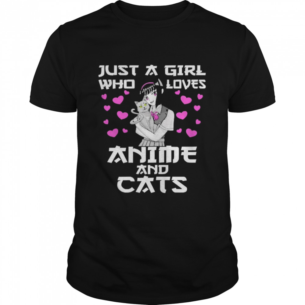 Womens Japanese Manga Cosplay Otaku Anime Girl With Cat Shirt