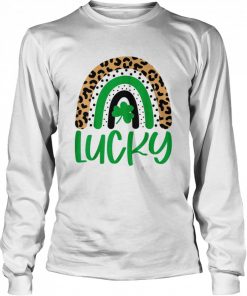 Lucky Shamrock St Patrick’s Day Rainbow Leopard Irish Shirt Long Sleeved T-shirt