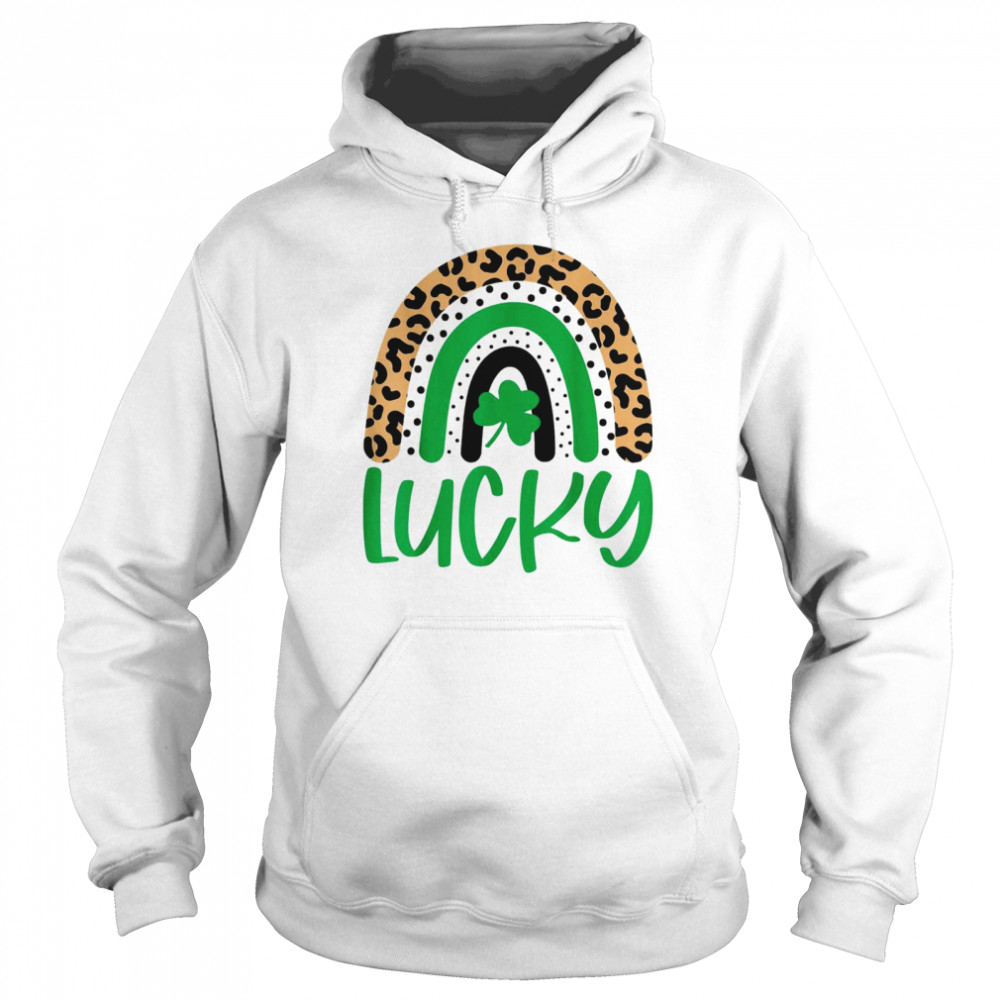 Lucky Shamrock St Patrick’s Day Rainbow Leopard Irish Shirt Unisex Hoodie