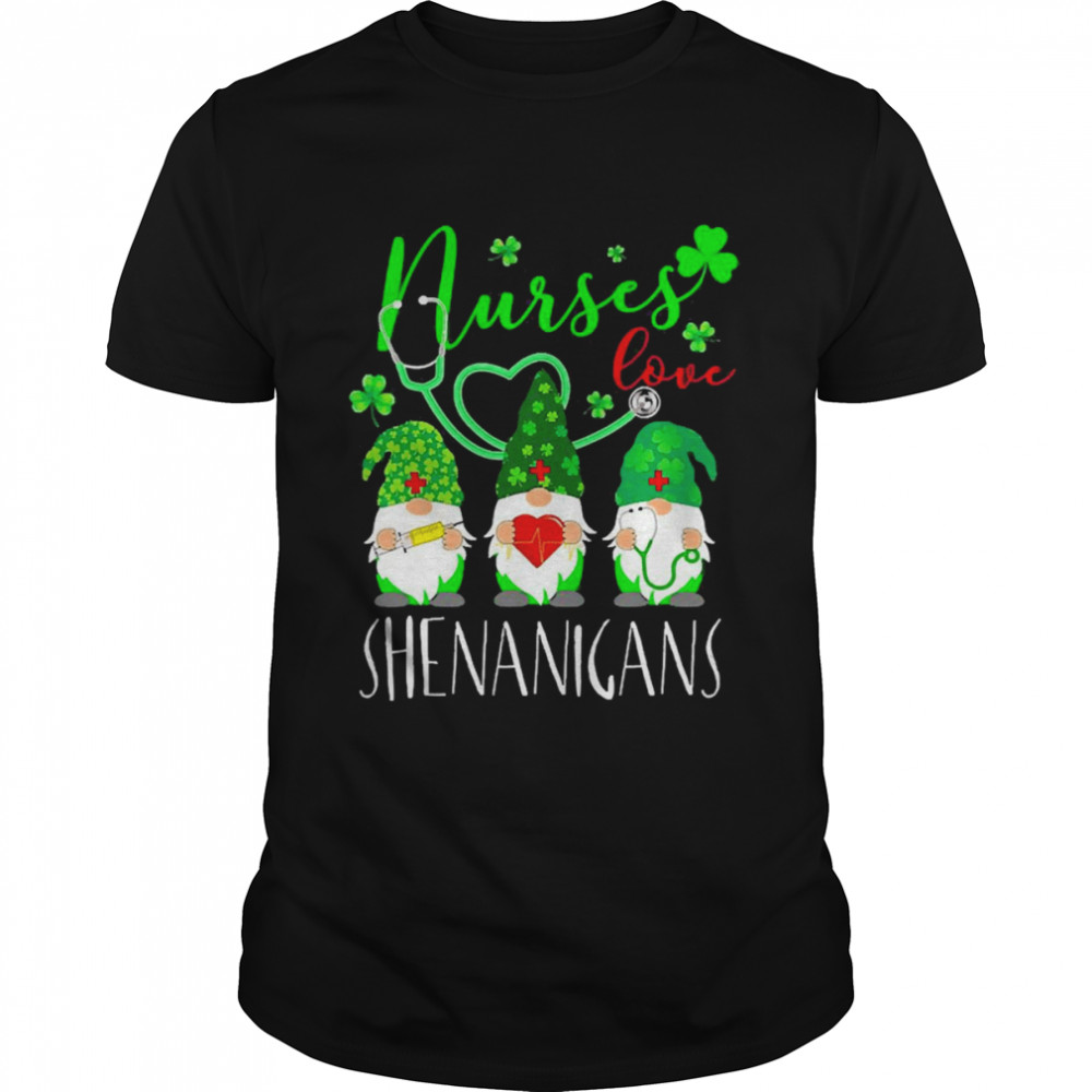 Nurses Love Shenanigans Funny Gnomes Nurse St Patrick’s Day Shirt
