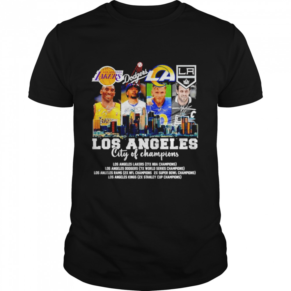 LOS ANGELES Los Angeles Lakers Los Angeles Dodgers Los Angeles Rams And Los Angeles Kings Signatures Shirt