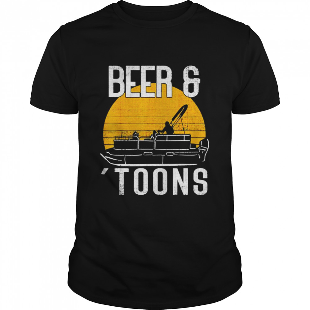 Retro Vintage Beer & Toons Pontoon Boat Captain Boating shirt