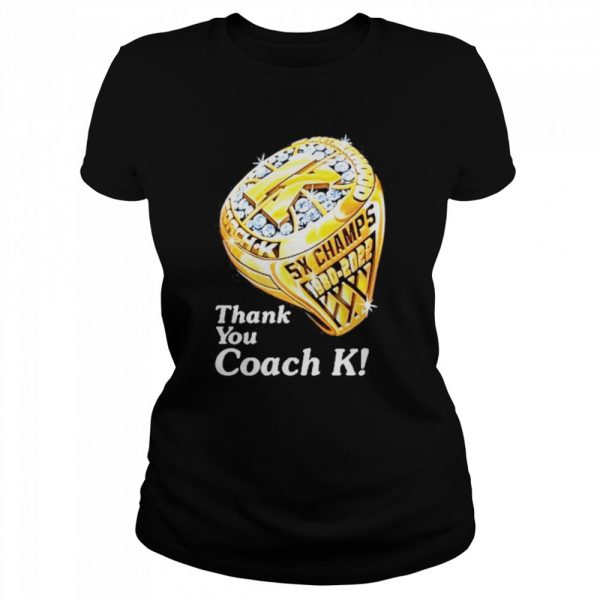 Duke blue devils thank you coach k ring  Classic Women's T-shirt