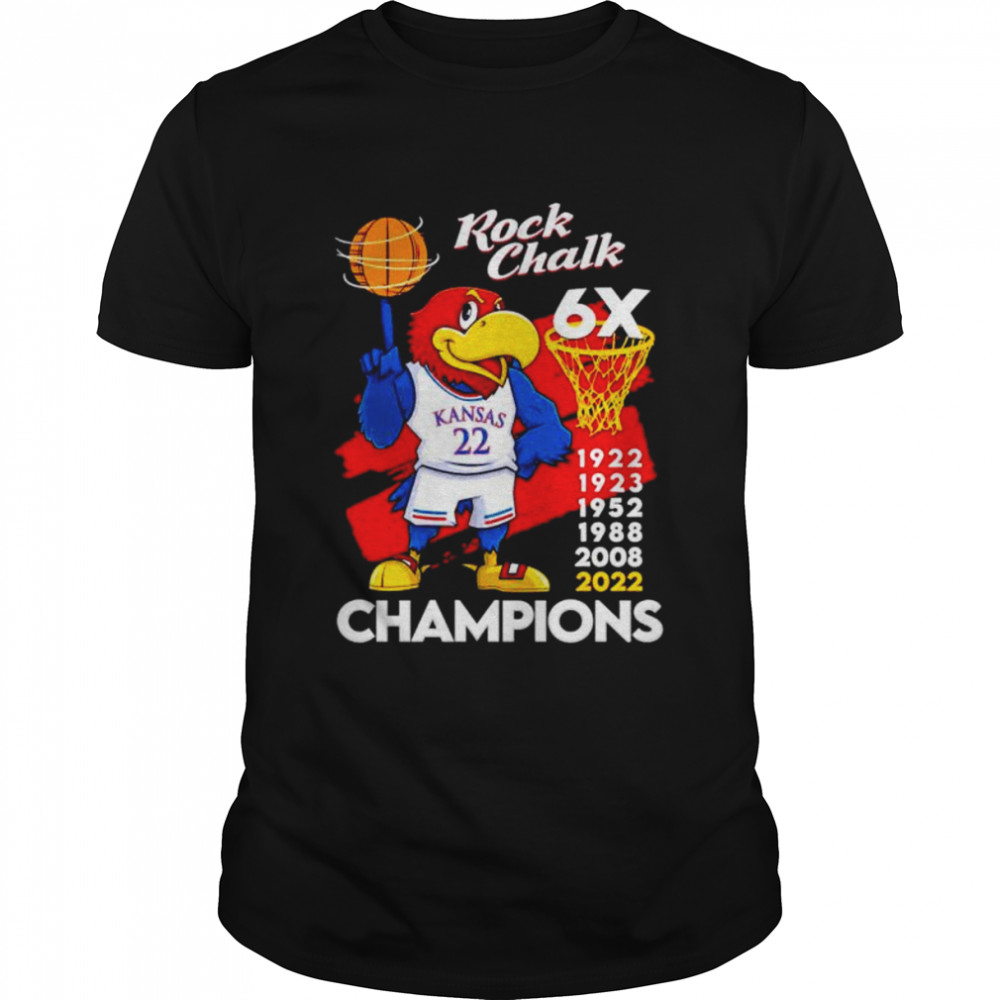 Kansas Jayhawks 2022 Rock Chalk 6X Champions shirt