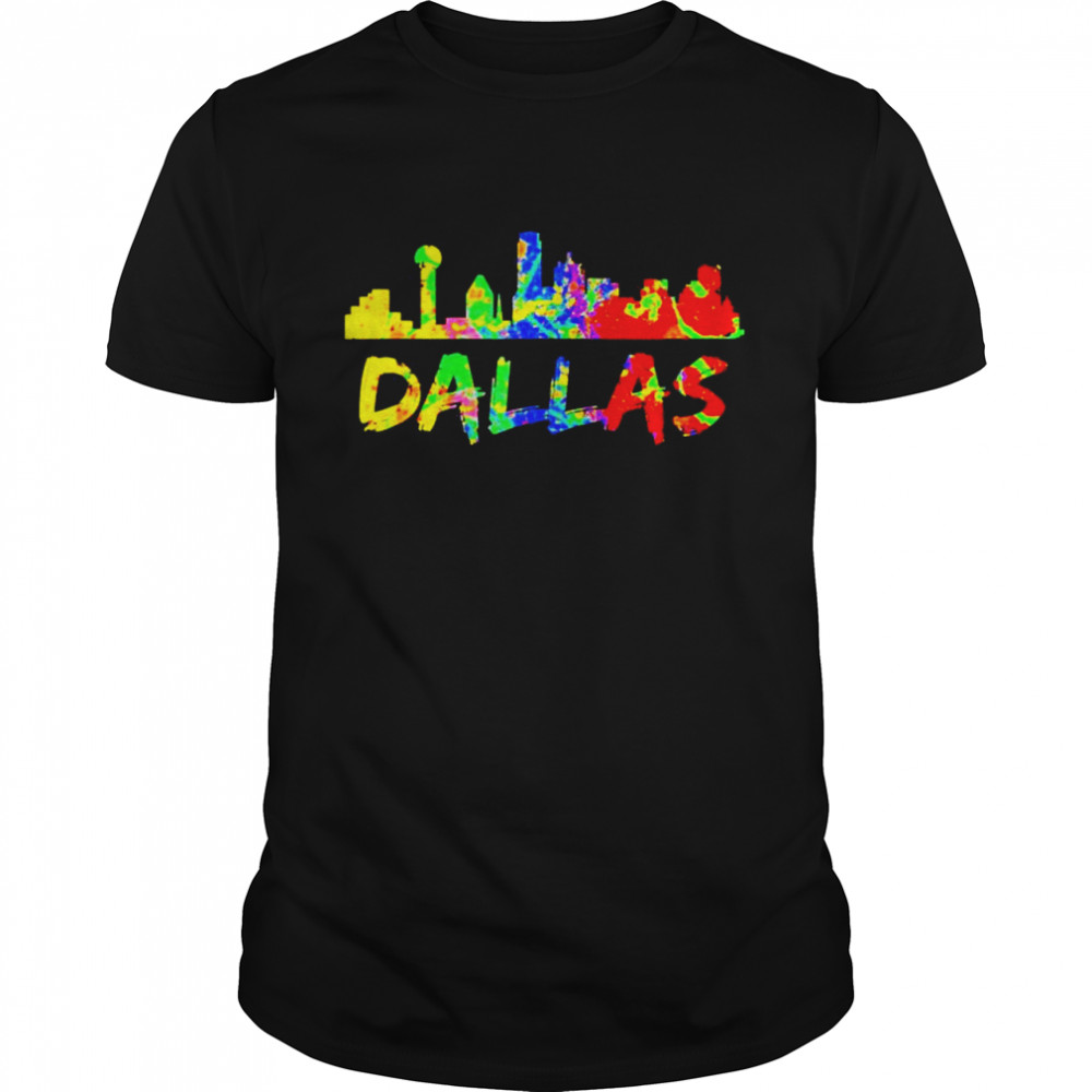 dallas Texas Skyline TX Colorful Rainbow City Pride Dallas Shirt