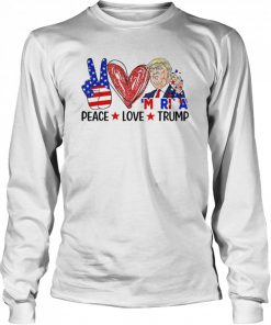 4th Of July Peace Love Trump Merica Usa Flag Patriotic T-Shirt Long Sleeved T-shirt